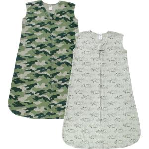 image:imageHudson Baby Infant Girl Thermal Sleeveless Sleeping Bag 2pk Soft Pink Sage RoseSage Dinosaur