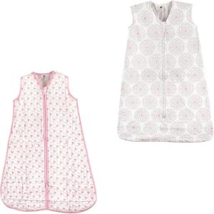 image:imageHudson Baby Safe Sleep Wearable Sleeping Bag Muslin amp Jersey Cotton 2 Pack Pink SheepModern Floral 1218 Months