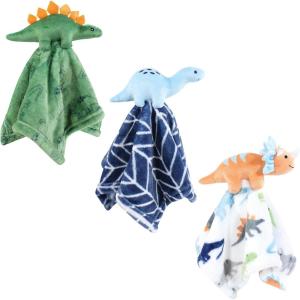 image:imageHudson Baby Unisex Baby Animal Face Security Blanket Bunny One SizeDinosaurs 3pack