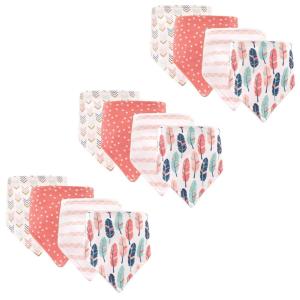 image:imageHudson Baby Unisex Baby Cotton Bandana Bibs Boho Flower One SizeGirl Feathers 12pack