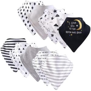 image:imageHudson Baby Unisex Baby Cotton Bandana Bibs Boho Flower One SizeMoon and Back