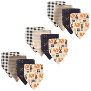 image:imageHudson Baby Unisex Baby Cotton Bandana Bibs Boho Flower One SizeWoodland Creatures 12pack