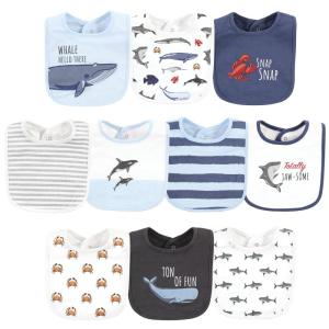 image:imageHudson Baby Unisex Baby Cotton Bibs Holiday Bold Boy One SizeBoy Whale Shark
