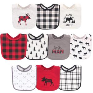 image:imageHudson Baby Unisex Baby Cotton Bibs Holiday Bold Boy One SizeBuffalo Plaid Moose