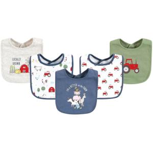 image:imageHudson Baby Unisex Baby Cotton Bibs Holiday Bold Boy One SizeGreen Farm Animals