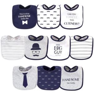 image:imageHudson Baby Unisex Baby Cotton Bibs Holiday Bold Boy One SizeHandsome Like Daddy