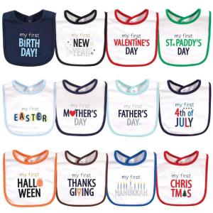 image:imageHudson Baby Unisex Baby Cotton Bibs Holiday Bold Boy One SizeHoliday Bold Boy