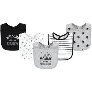 image:imageHudson Baby Unisex Baby Cotton Bibs Holiday Bold Boy One SizeMom Dad Moon and Back