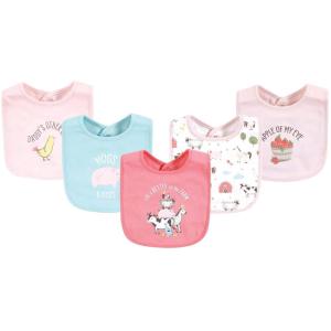 image:imageHudson Baby Unisex Baby Cotton Bibs Holiday Bold Boy One SizePink Farm Animals