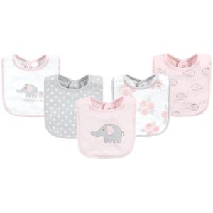 image:imageHudson Baby Unisex Baby Cotton Bibs Holiday Bold Boy One SizePink Gray Elephant