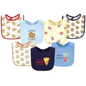 image:imageHudson Baby Unisex Baby Cotton Bibs Holiday Bold Boy One SizePizza Snacks