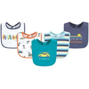 image:imageHudson Baby Unisex Baby Cotton Bibs Holiday Bold Boy One SizeSurfer Dude