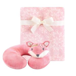 image:imageHudson Baby Unisex Baby Neck Pillow and Plush Blanket Set Miss Fox One Size