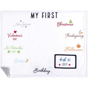 image:imageHudson Baby Unisex Baby Plush Holiday and Milestone Blanket Girl Adventure Awaits One SizeHoliday