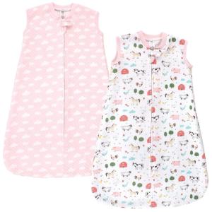 image:imageHudson Baby Unisex Baby Premium Quilted Sleeveless Sleeping Bag and Wearable Blanket Forest Animals 1218 MonthsGirl Farm Animals