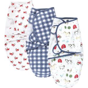 image:imageHudson Baby Unisex Baby Quilted Cotton Swaddle Wrap 3pk Rose Leopard 03 MonthsBoy Farm Animals
