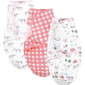 image:imageHudson Baby Unisex Baby Quilted Cotton Swaddle Wrap 3pk Rose Leopard 03 MonthsGirl Farm Animals