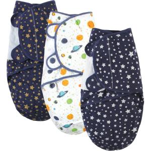 image:imageHudson Baby Unisex Baby Quilted Cotton Swaddle Wrap 3pk Rose Leopard 03 MonthsMetallic Stars