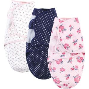 image:imageHudson Baby Unisex Baby Quilted Cotton Swaddle Wrap 3pk Rose Leopard 03 MonthsPink Navy Floral