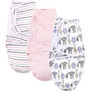image:imageHudson Baby Unisex Baby Quilted Cotton Swaddle Wrap 3pk Rose Leopard 03 MonthsPink Safari