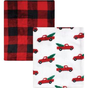 image:imageHudson Baby Unisex Baby Silky Plush and Coral Fleece Blanket Girl Farm Animals 30x36 inchesChristmas Tree Truck