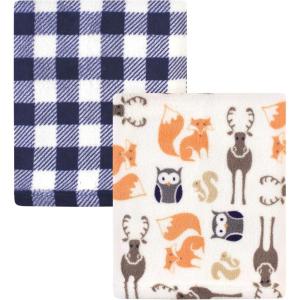 image:imageHudson Baby Unisex Baby Silky Plush and Coral Fleece Blanket Girl Farm Animals 30x36 inchesForest