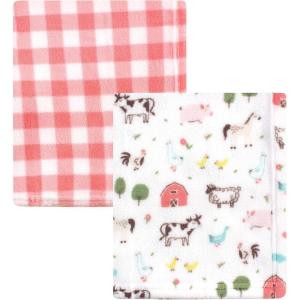 image:imageHudson Baby Unisex Baby Silky Plush and Coral Fleece Blanket Girl Farm Animals 30x36 inchesGirl Farm Animals