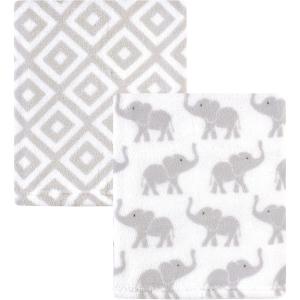 image:imageHudson Baby Unisex Baby Silky Plush and Coral Fleece Blanket Girl Farm Animals 30x36 inchesGray Elephants