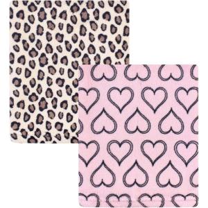 image:imageHudson Baby Unisex Baby Silky Plush and Coral Fleece Blanket Girl Farm Animals 30x36 inchesLeopard Heart