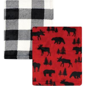 image:imageHudson Baby Unisex Baby Silky Plush and Coral Fleece Blanket Girl Farm Animals 30x36 inchesRed Moose Bear