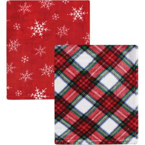 image:imageHudson Baby Unisex Baby Silky Plush and Coral Fleece Blanket Girl Farm Animals 30x36 inchesWhite Tartan