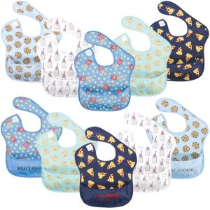 image:imageHudson Baby Unisex Baby Waterproof Polyester Bibs Veggies FeederPizza Snacks