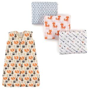 image:imageMuslin Swaddle Blanket 3Pack amp Wearable Cotton Jersey Sleeping BagFoxesForest