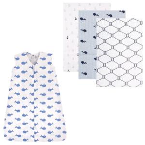 image:imageMuslin Swaddle Blanket 3Pack amp Wearable Cotton Jersey Sleeping BagWhaleWhale