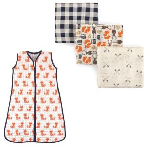 image:imageMuslin Swaddle Blanket 3Pack amp Wearable Muslin Sleeping BagForestFoxes