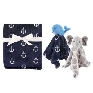 image:imagePlush Blanket with Security Blankets 2PackBoy WhaleGray Elephant