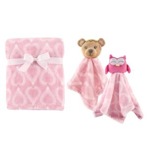 image:imagePlush Blanket with Security Blankets 2PackGirl BearPink Owl