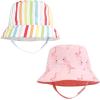 image:imageHudson Baby Unisex Baby 4Pc Sun Protection Hat Ice Cream Dot Lemon Stripe 1224 MonthsFlamingo Rainbow Stripe Ice Cream Dot
