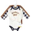image:imageHudson Baby babyboys Cotton Longsleeve Bodysuits 3packBrown Navy Mamas Boy