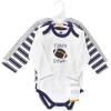 image:imageHudson Baby babyboys Cotton Longsleeve Bodysuits 3packGray Football Buddy
