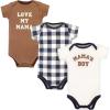 image:imageHudson Baby Unisex Baby Cotton Bodysuits Brown Navy Mamas Boy 3Pack 36 Months