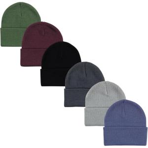 image:imageHudson Baby Baby 6pc Knit Cuffed BeanieGreen Burgundy Bijou Blue