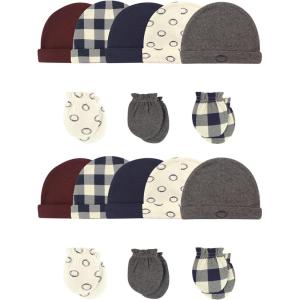 image:imageHudson Baby Baby Cotton Cap and Scratch Mitten Bundle SetFootball 16piece