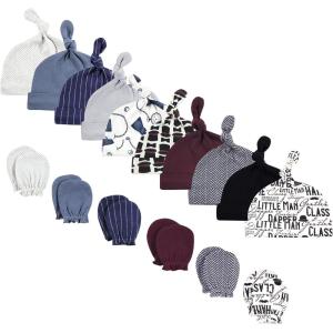image:imageHudson Baby Baby Cotton Cap and Scratch Mitten Bundle SetPocket Watch Vintage Little Man