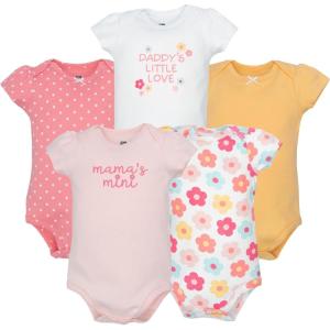 image:imageHudson Baby Infant Girls Cotton Bodysuits 5PackCheerful Floral Mini