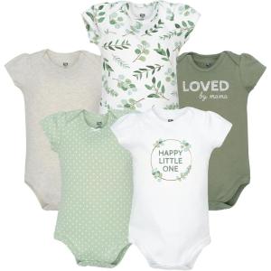 image:imageHudson Baby Infant Girls Cotton Bodysuits 5PackEucalyptus