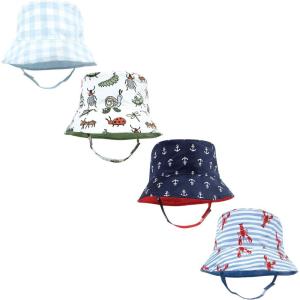 image:imageHudson Baby Unisex Baby 4Pc Sun Protection Hat Ice Cream Dot Lemon Stripe 1224 MonthsCritters Plaid Anchor Lobster