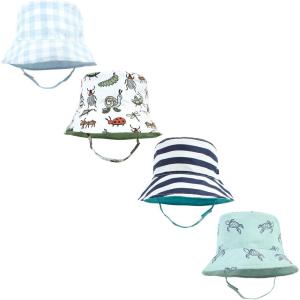 image:imageHudson Baby Unisex Baby 4Pc Sun Protection Hat Ice Cream Dot Lemon Stripe 1224 MonthsCritters Plaid Sea Turtle Stripe