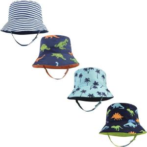 image:imageHudson Baby Unisex Baby 4Pc Sun Protection Hat Ice Cream Dot Lemon Stripe 1224 MonthsDino Stripe Dinosaur Palm Tree
