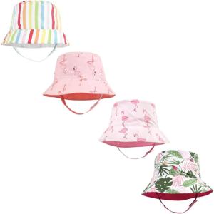 image:imageHudson Baby Unisex Baby 4Pc Sun Protection Hat Ice Cream Dot Lemon Stripe 1224 MonthsFlamingo Rainbow Stripe Flamingo Tropical